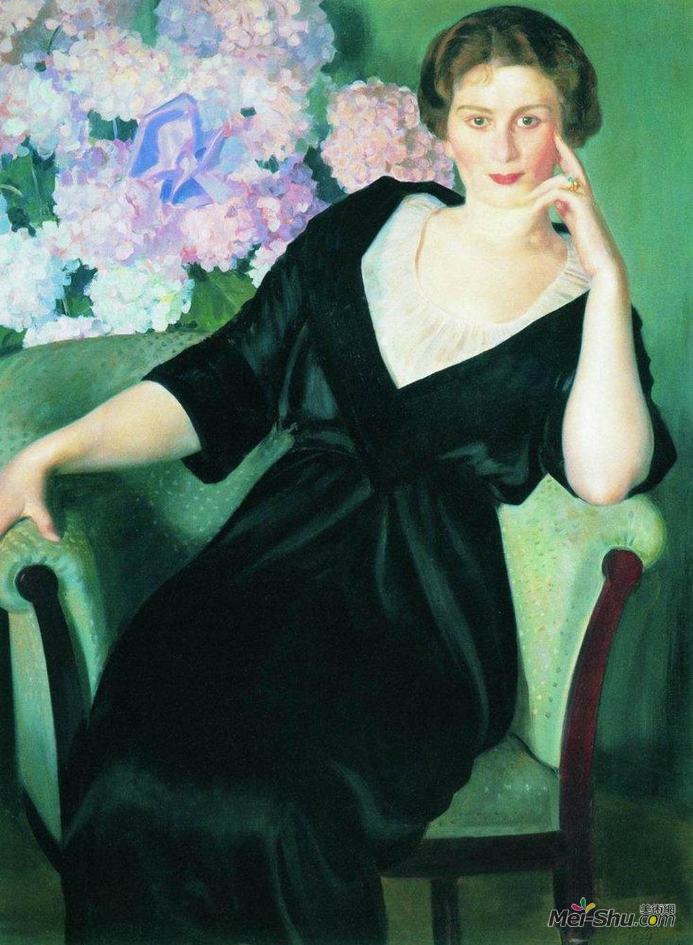 鲍里斯·克斯托依列夫(Boris Kustodiev)高清作品《Portrait of Rene Ivanovna Notgaft》