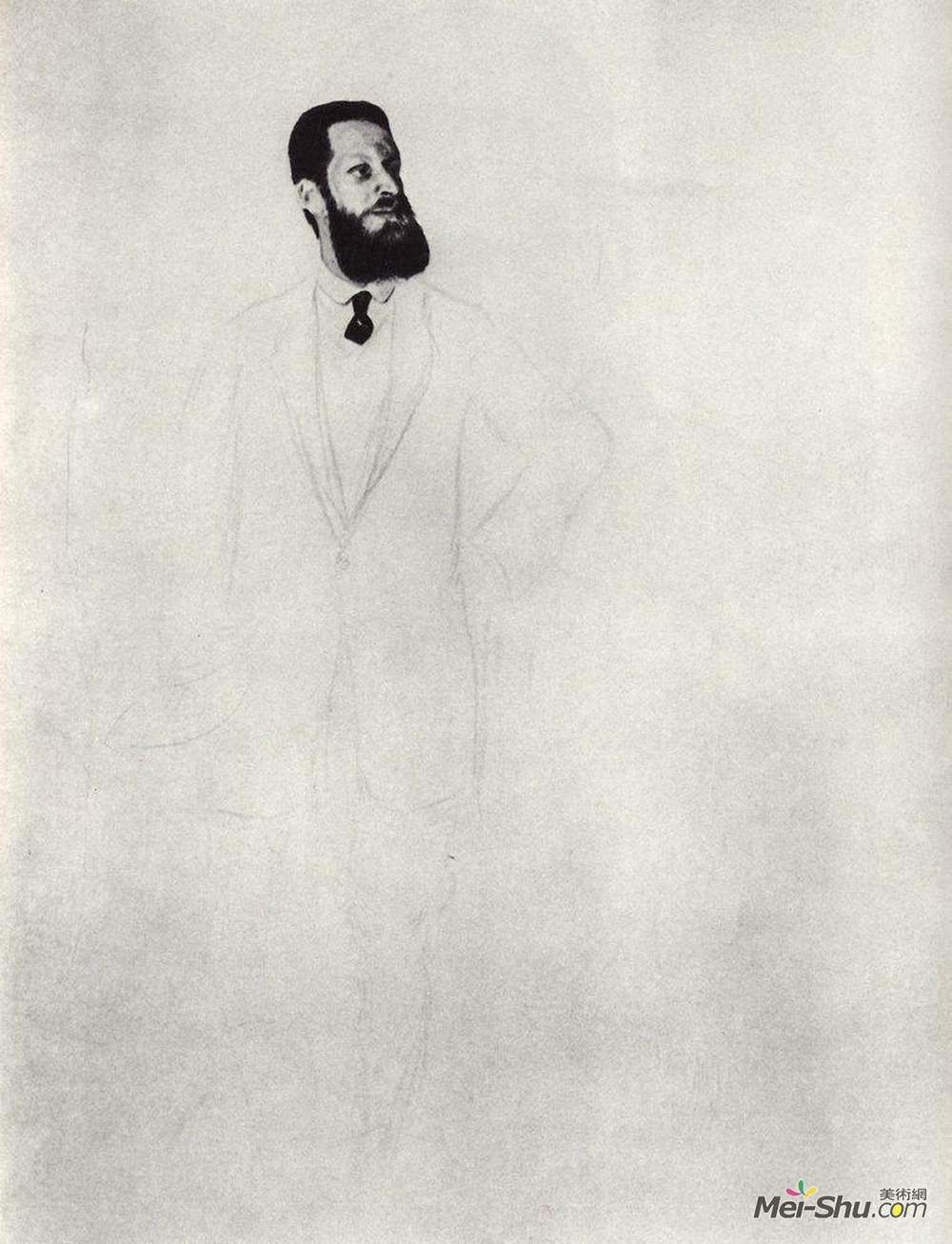 鲍里斯·克斯托依列夫(Boris Kustodiev)高清作品《Portrait of S.N. Troinitsky》