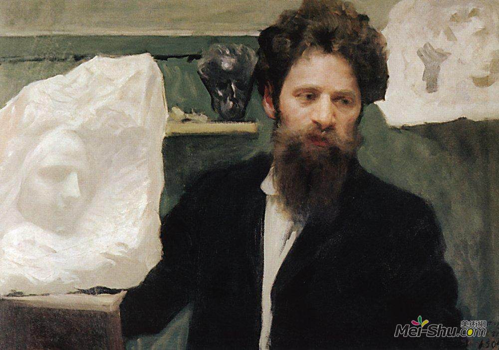 鲍里斯·克斯托依列夫(Boris Kustodiev)高清作品《阿隆森雕塑家肖像》