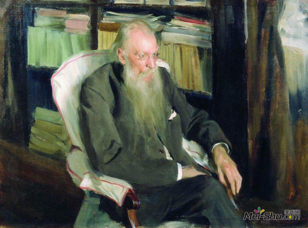 鲍里斯·克斯托依列夫(Boris Kustodiev)高清作品《Portrait of the writer D.L. Mordovtsev》