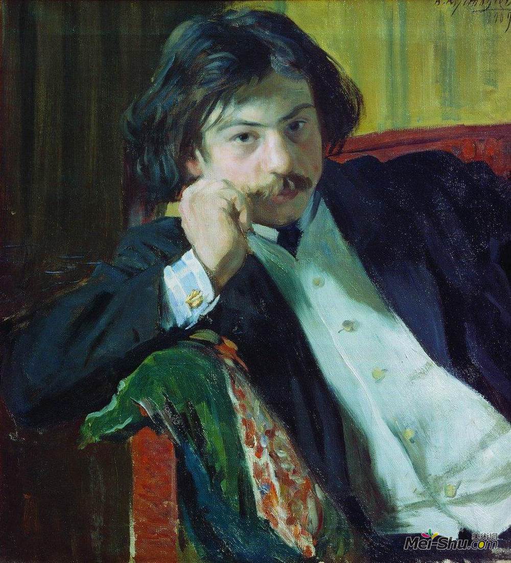 鲍里斯·克斯托依列夫(Boris Kustodiev)高清作品《Portrait of Y.I. Lavrin》