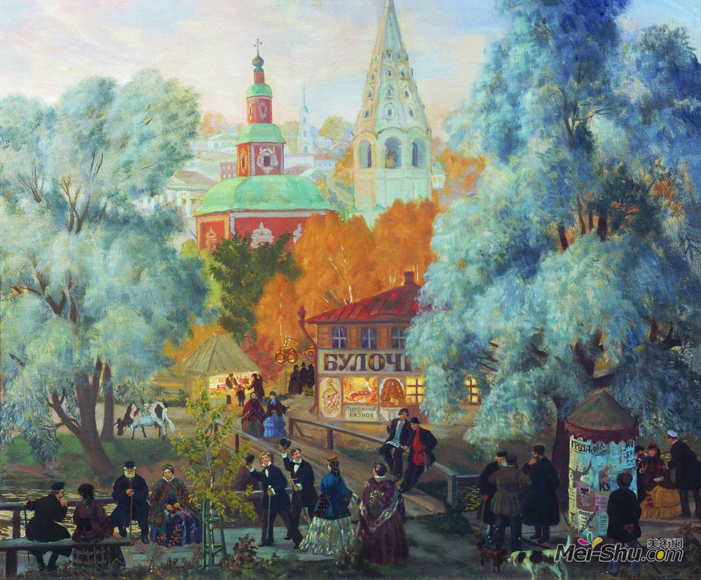 鲍里斯·克斯托依列夫(Boris Kustodiev)高清作品《省》