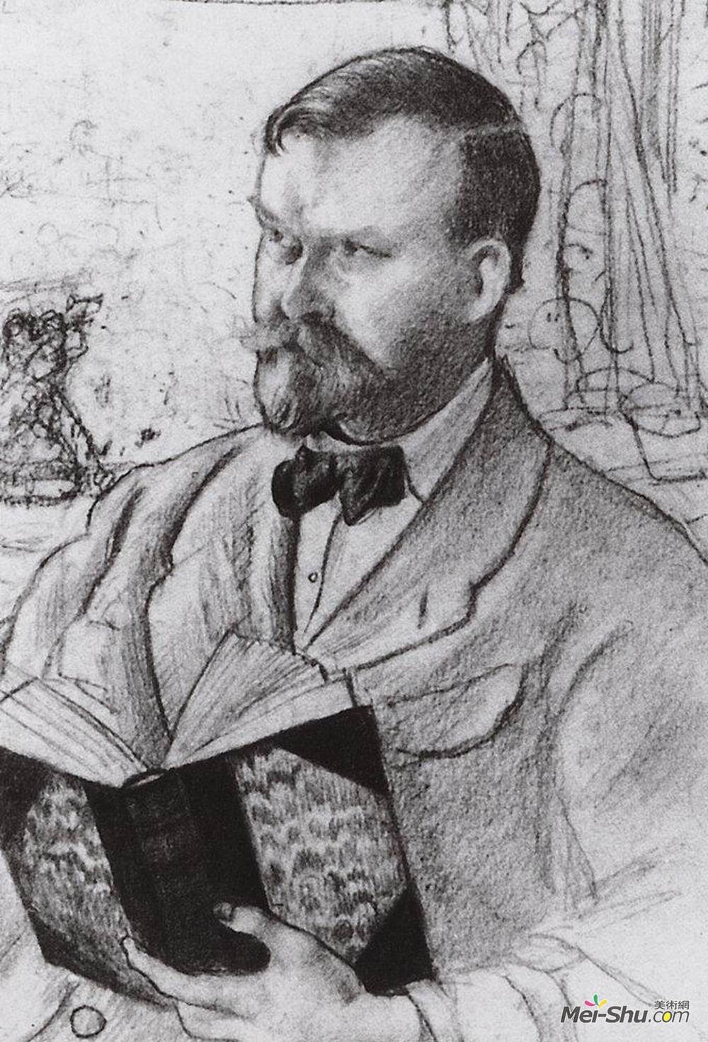 鲍里斯·克斯托依列夫(Boris Kustodiev)高清作品《自画像》