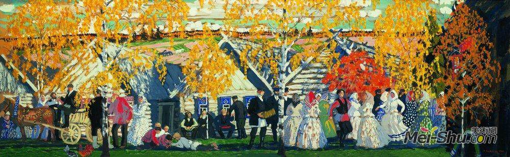 鲍里斯·克斯托依列夫(Boris Kustodiev)高清作品《乡村假日》