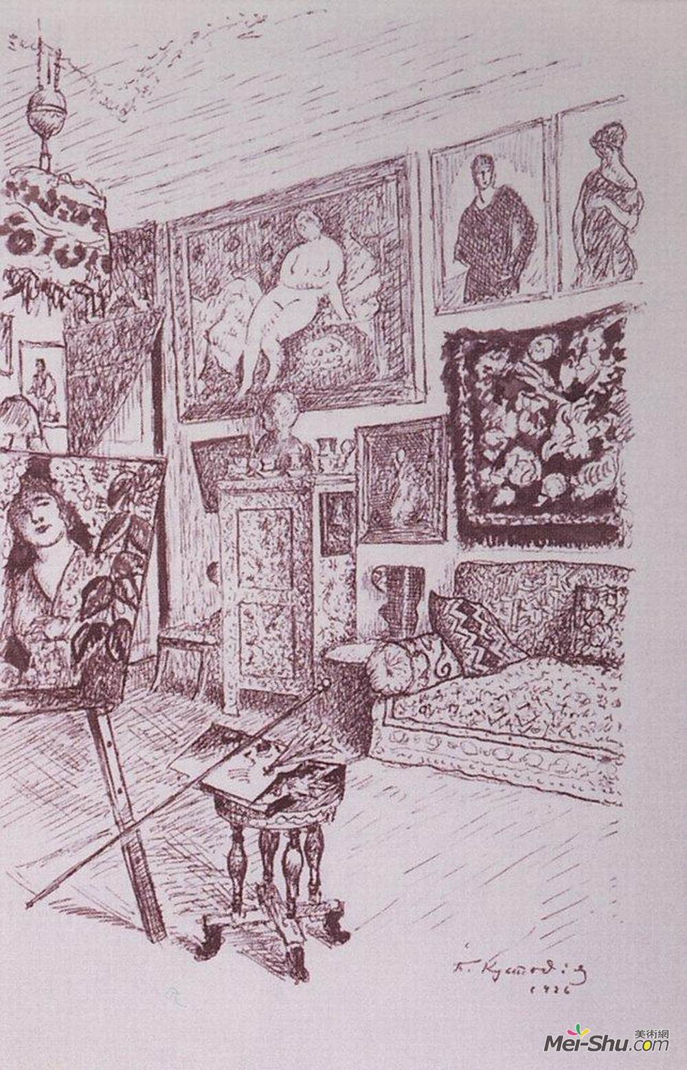 鲍里斯·克斯托依列夫(Boris Kustodiev)高清作品《车间》