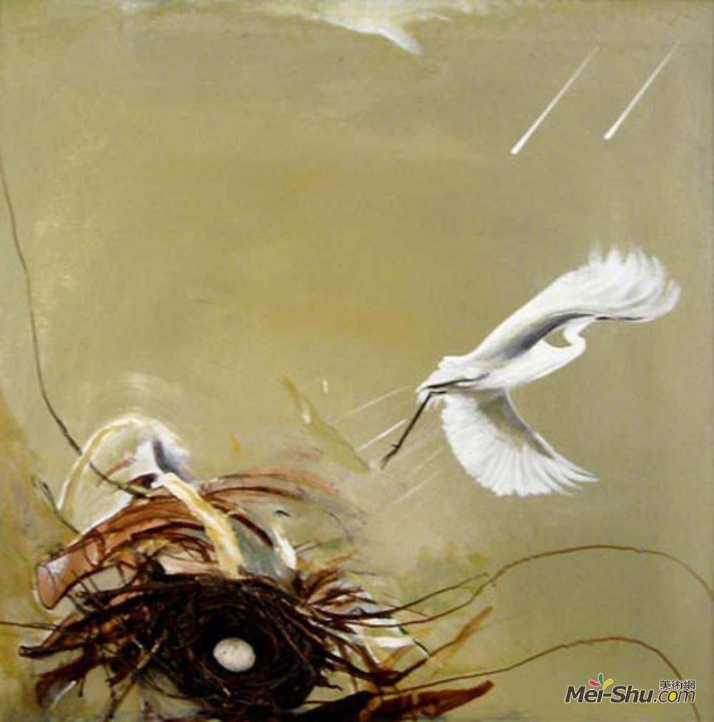 布雷特·怀特利(Brett Whiteley)高清作品《无题（鸟）》
