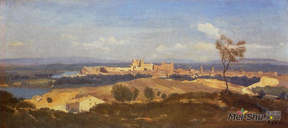 卡米耶·柯罗(Camille Corot)高清作品《Avignon Seen from Villenueve les Avignon》