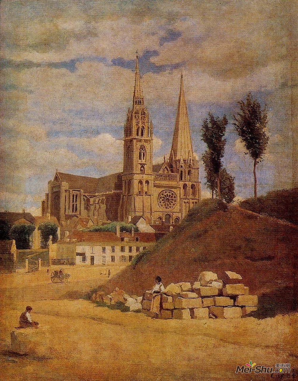 卡米耶·柯罗(Camille Corot)高清作品《沙特尔大教堂》