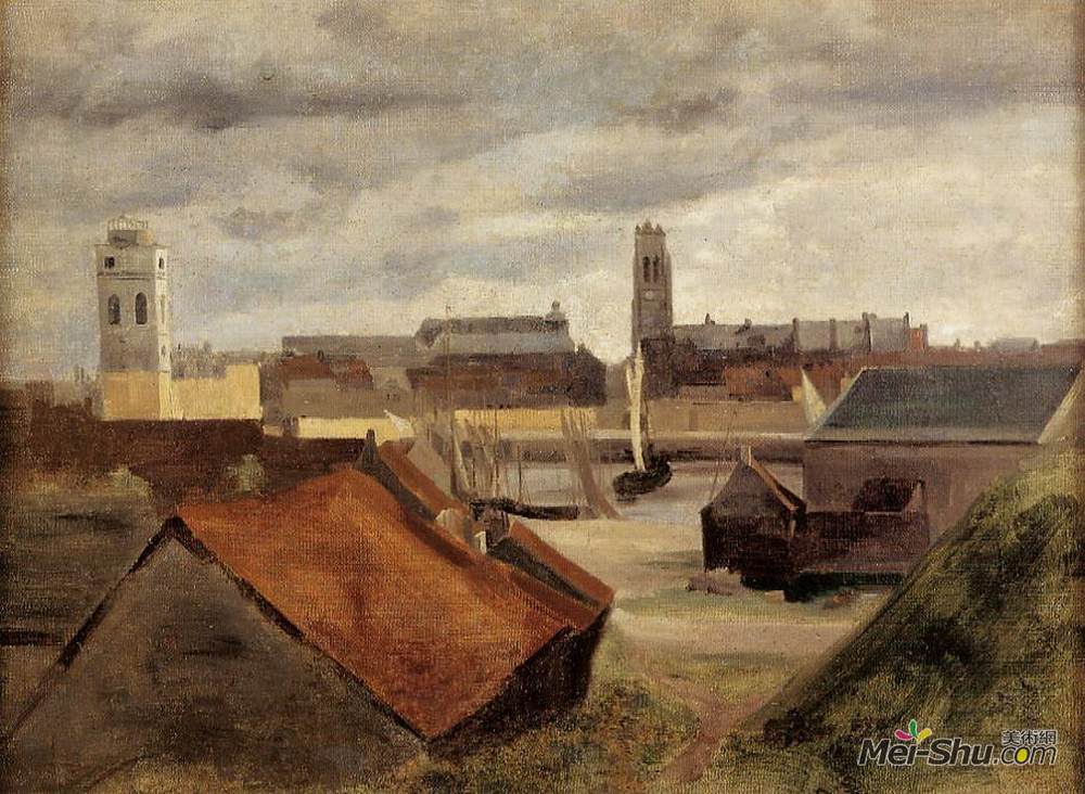《邓克尔克渔港》卡米耶·柯罗(camille corot)高清作品欣赏