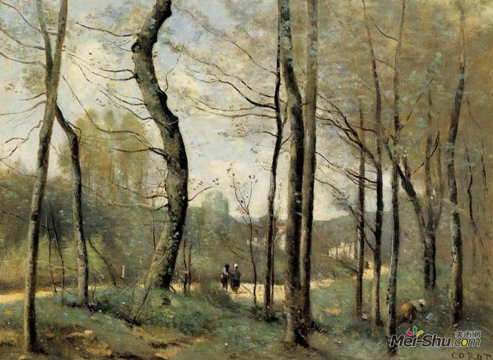 卡米耶·柯罗(Camille Corot)高清作品《第一片叶子，靠近南特》