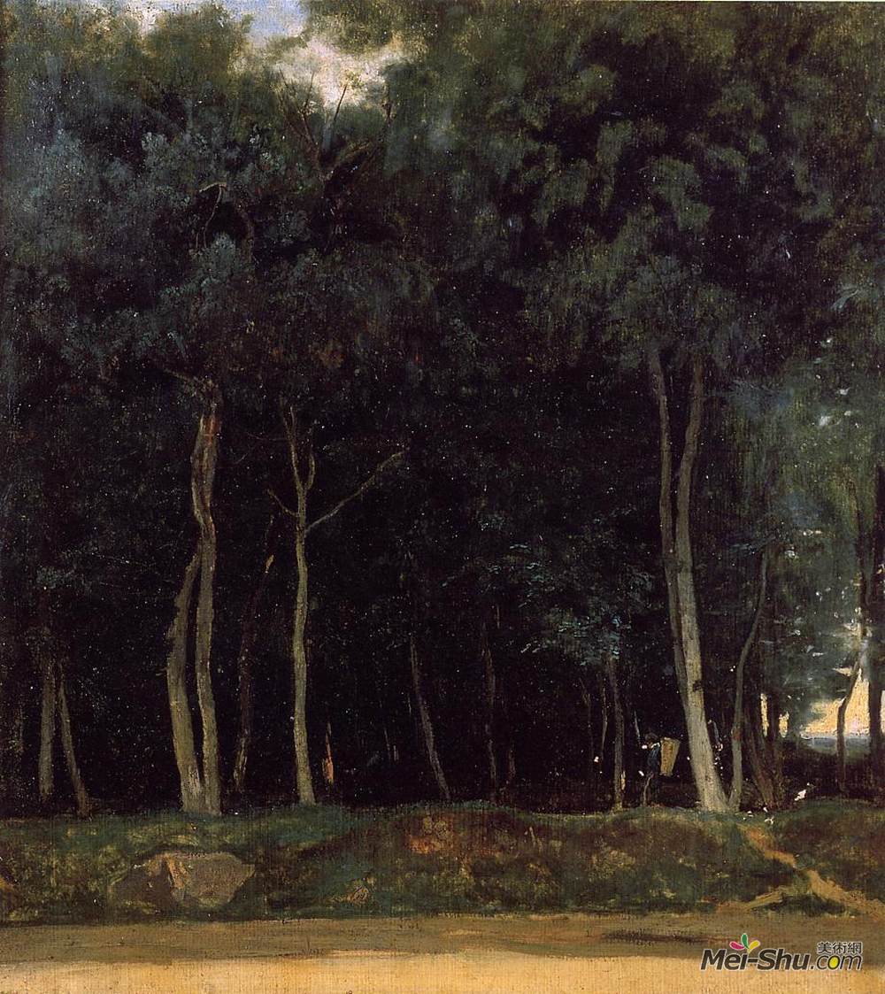 卡米耶·柯罗(Camille Corot)高清作品《Fontainebleau, the Bas Breau Road》