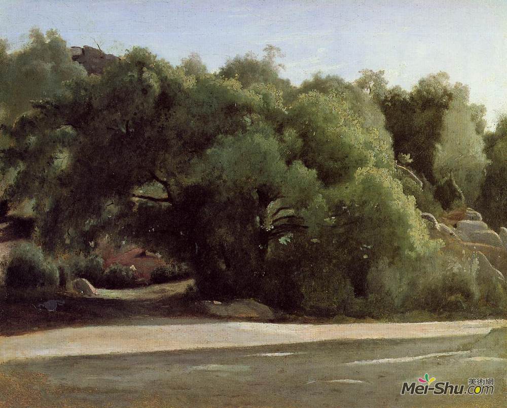 卡米耶·柯罗(Camille Corot)高清作品《Fontainebleau, the Road to Chailly》