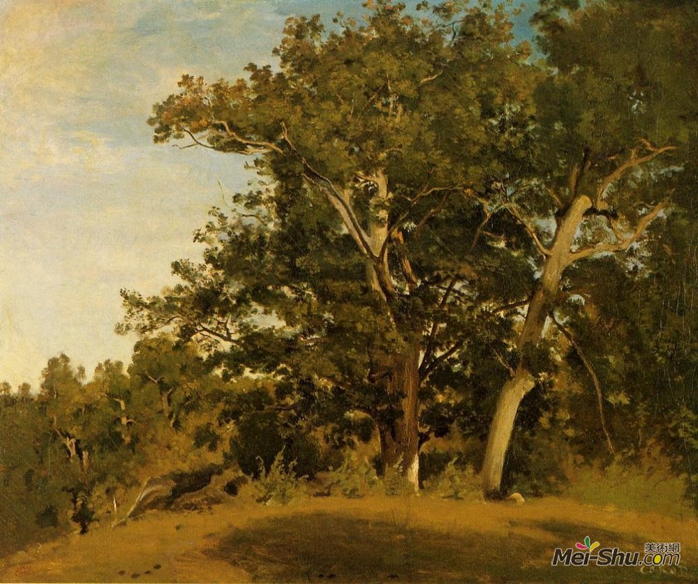 卡米耶·柯罗(Camille Corot)高清作品《Fountainebleau With Georges d'Apremont》