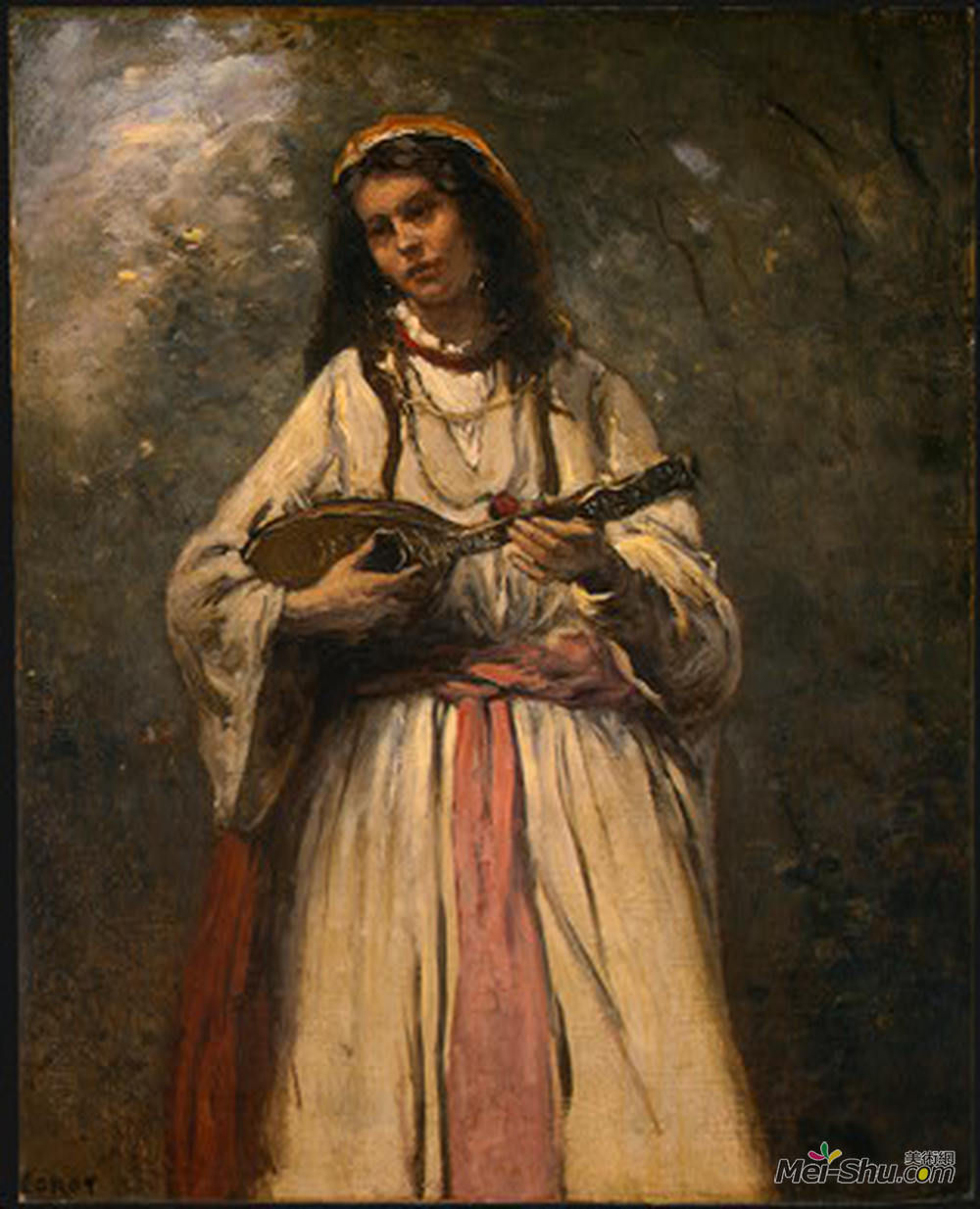 卡米耶·柯罗(Camille Corot)高清作品《带曼陀林的吉普赛女孩》