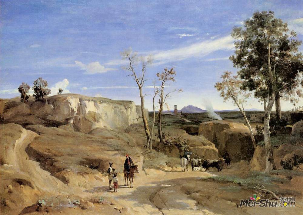 卡米耶·柯罗(Camille Corot)高清作品《La Cervara, the Roman Countryside》