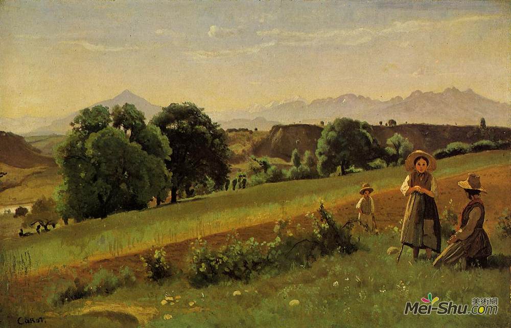 卡米耶·柯罗(Camille Corot)高清作品《Landscape at Mornex, Haute Savoie》