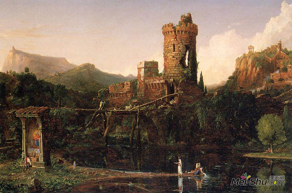 卡米耶·柯罗(Camille Corot)高清作品《意大利风景园林创作》