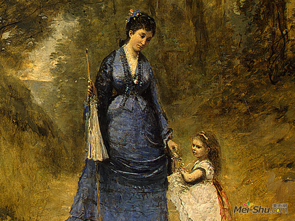 卡米耶·柯罗(Camille Corot)高清作品《斯坦普夫人和她的女儿》