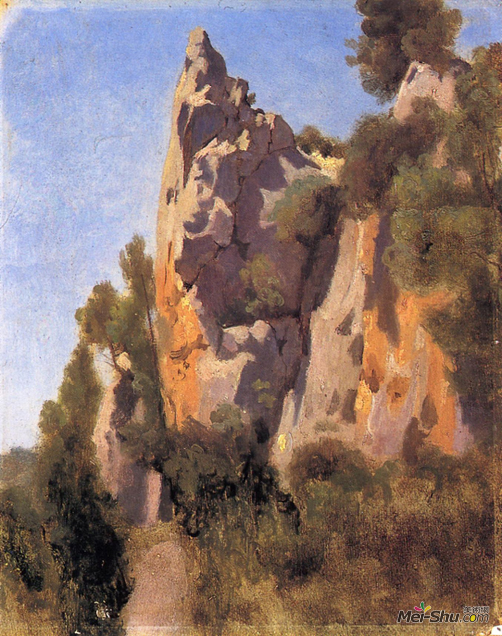 卡米耶·柯罗(Camille Corot)高清作品《奇维塔卡斯提亚的岩石》