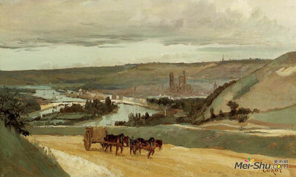 《从山上看到的鲁昂俯瞰城市》卡米耶·柯罗(camille corot)高清作品