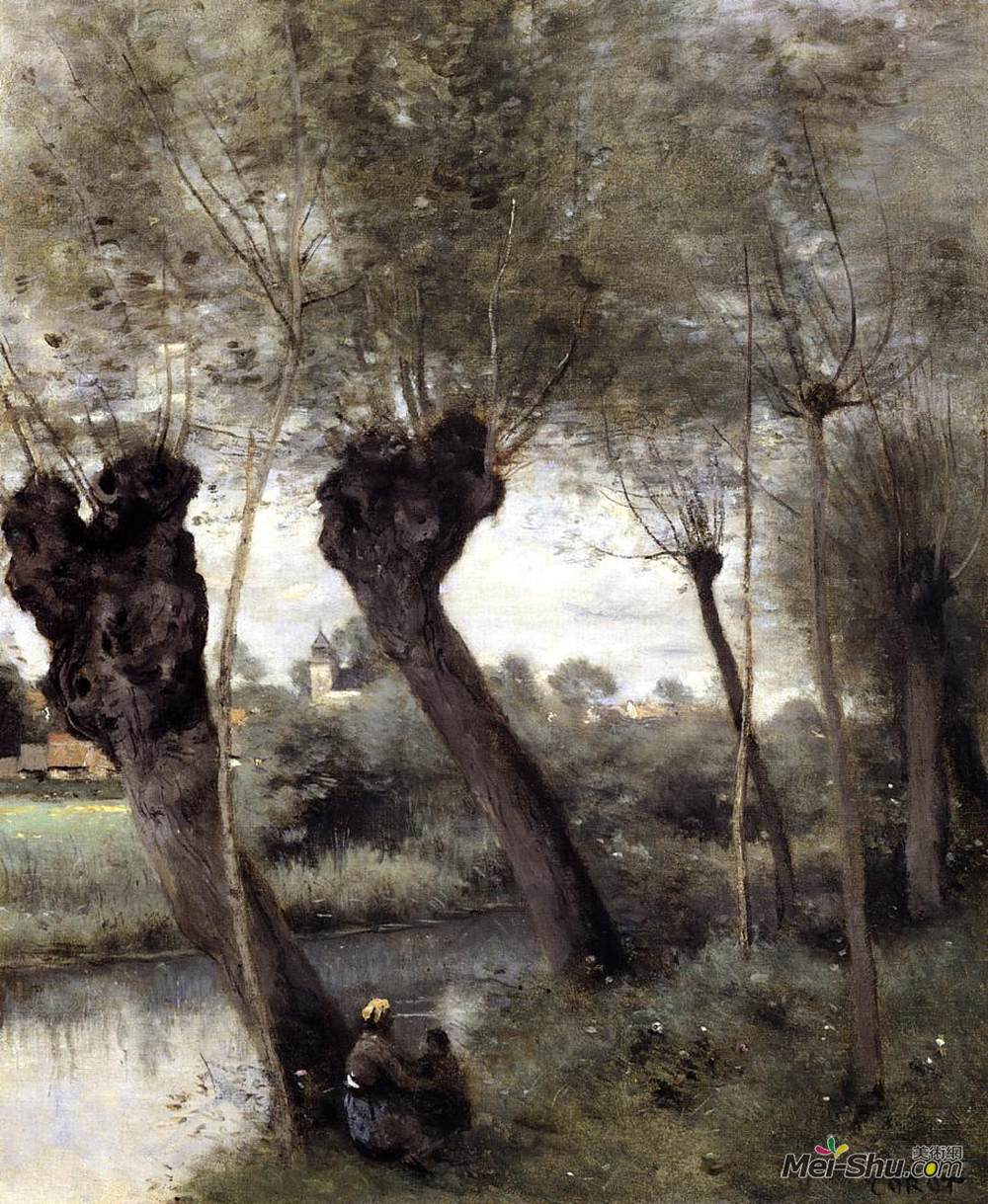 卡米耶·柯罗(Camille Corot)高清作品《圣尼古拉斯莱斯阿拉斯，威利斯在斯卡普的银行》