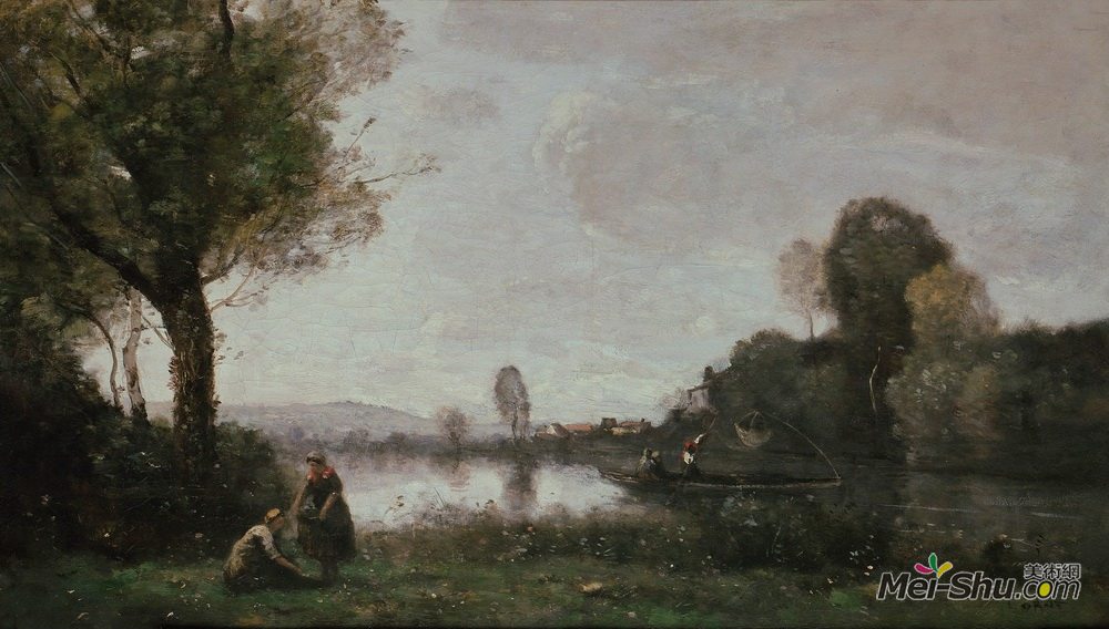 卡米耶·柯罗(Camille Corot)高清作品《察头附近的围网景观》