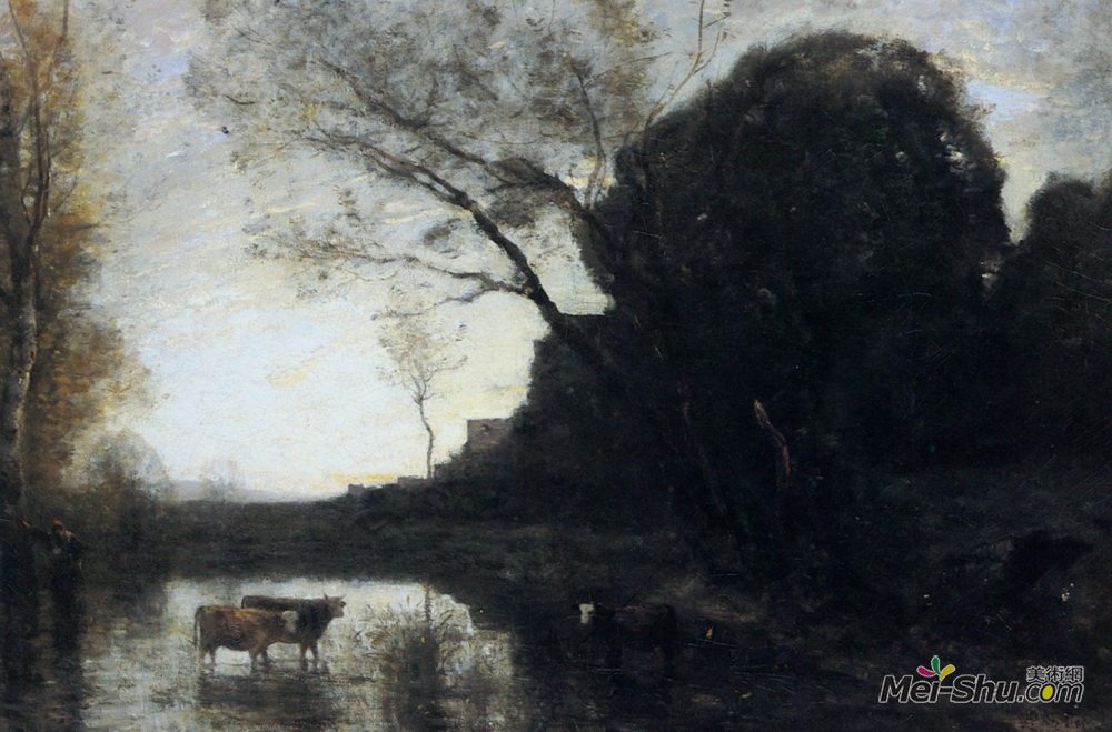 卡米耶·柯罗(Camille Corot)高清作品《弯树下的福特》