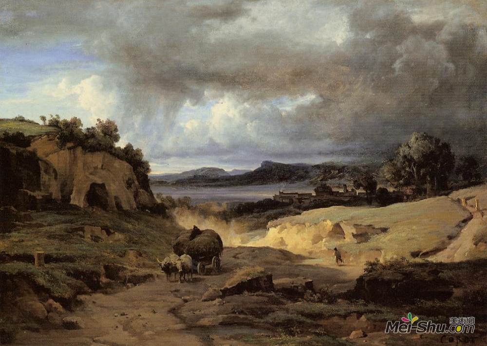 卡米耶·柯罗(Camille Corot)高清作品《The Roman Campagna (La Cervara)》