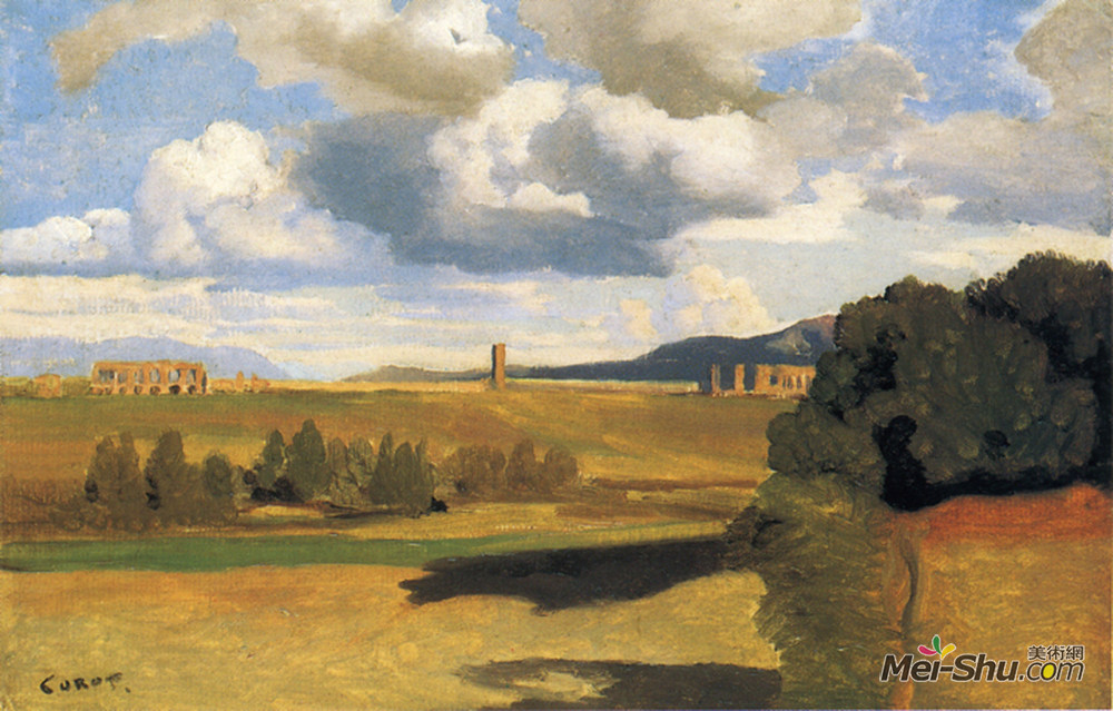 卡米耶·柯罗(Camille Corot)高清作品《罗马与克劳迪亚渡槽》