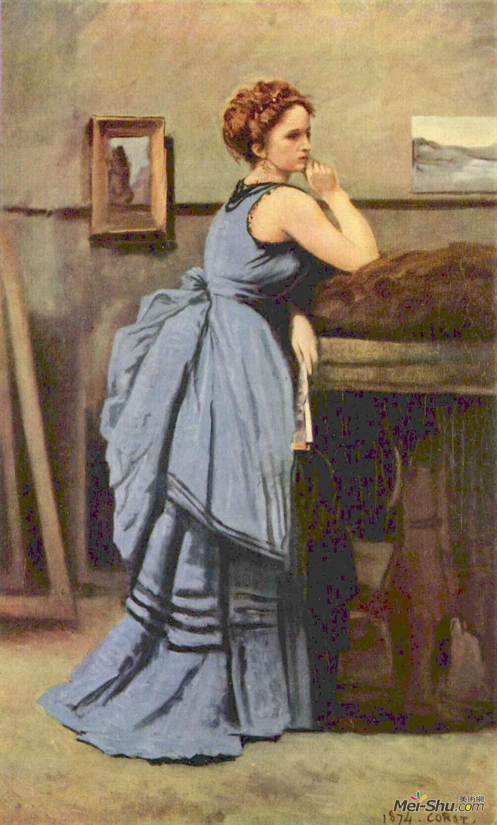 卡米耶·柯罗(Camille Corot)高清作品《穿蓝衣服的女人》