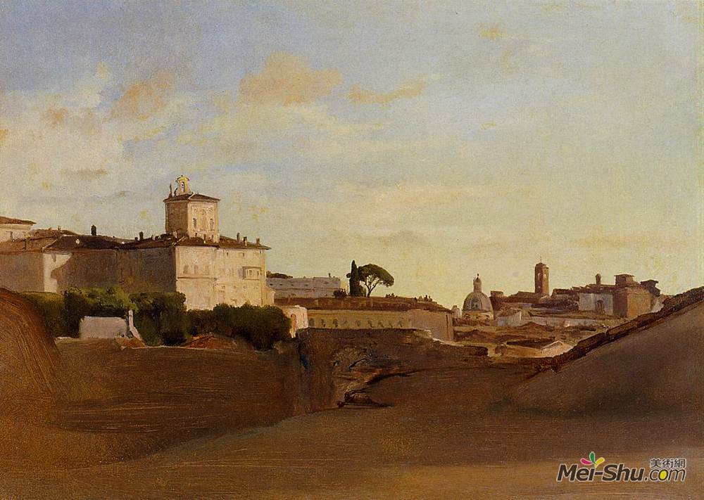 卡米耶·柯罗(Camille Corot)高清作品《View of Pincio, Italy》