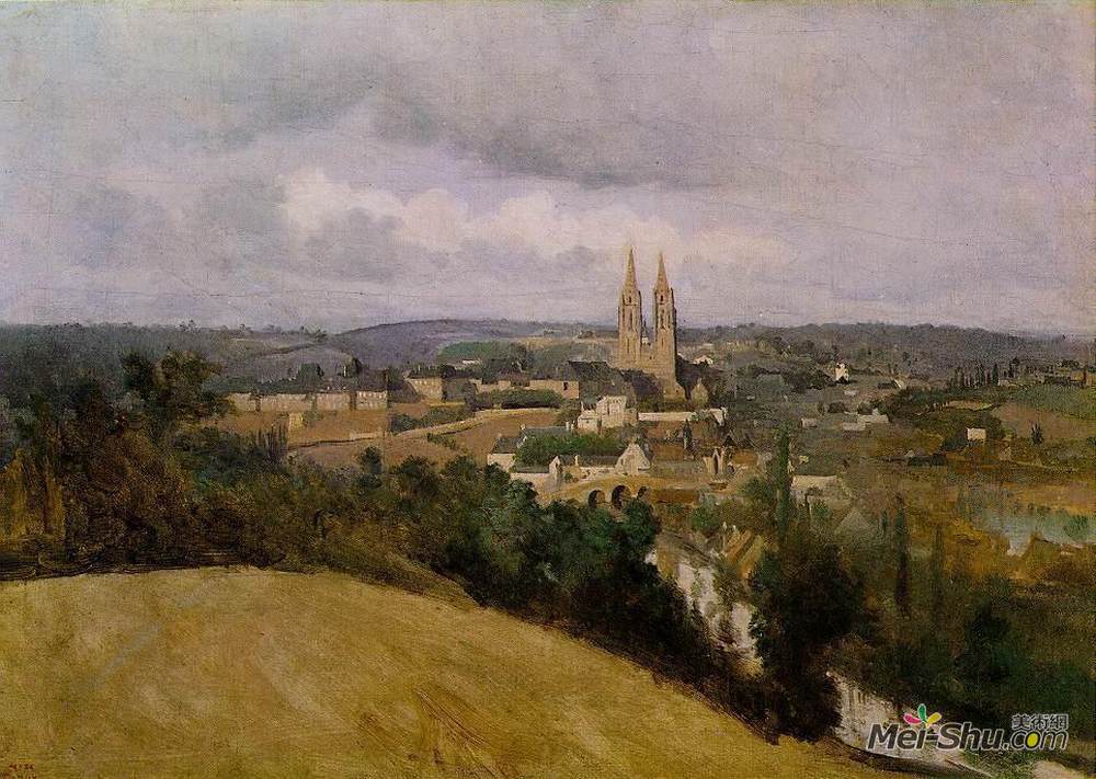 卡米耶·柯罗(Camille Corot)高清作品《View of Saint Lo with the River Vire in the Foreground》