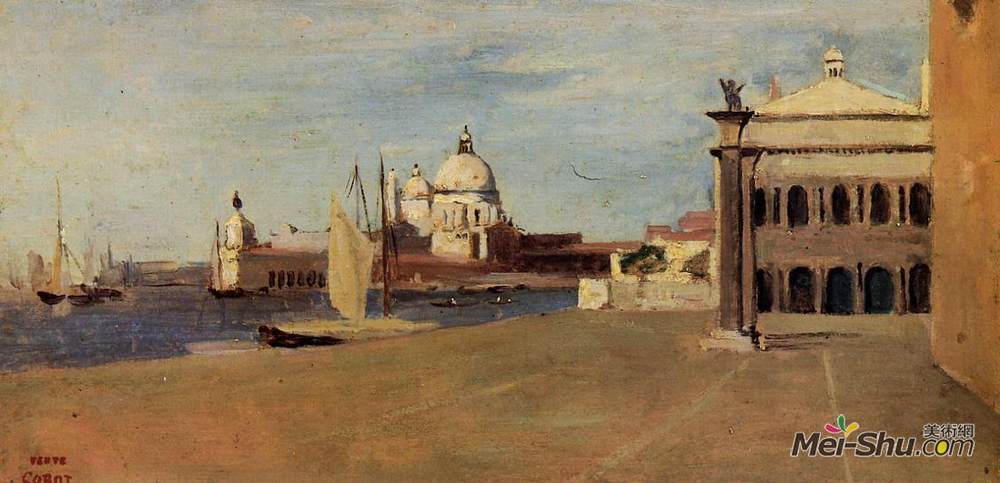 卡米耶·柯罗(Camille Corot)高清作品《View of the Grand Canal, Venice, from the Riva degli Schiavo》