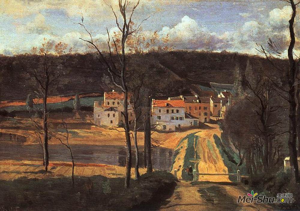 卡米耶·柯罗(Camille Corot)高清作品《Ville d'Avray the Pond and the Cabassud House》