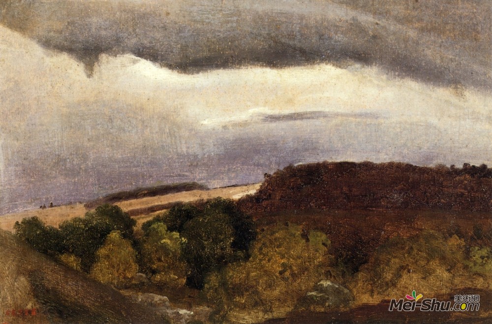 卡米耶·柯罗(Camille Corot)高清作品《Wooded Plateau, Fountainebleau》