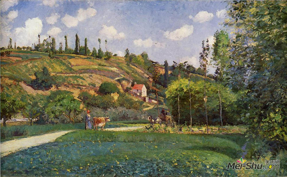 卡米耶·毕沙罗(Camille Pissarro)高清作品《A Cowherd on the Route de Chou, Pontoise》