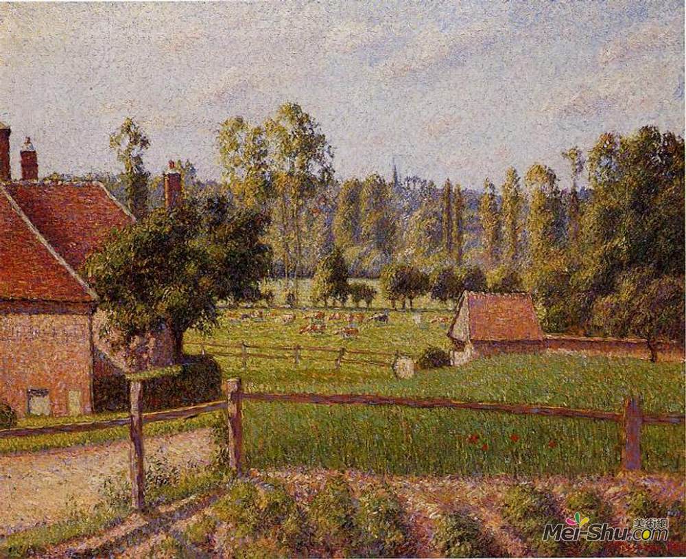 卡米耶·毕沙罗(Camille Pissarro)高清作品《A Meadow in Eragny》