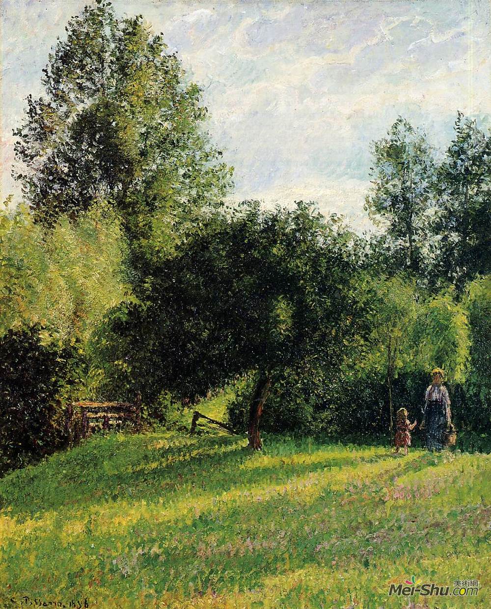 卡米耶·毕沙罗(Camille Pissarro)高清作品《苹果树，日落，Eragny》