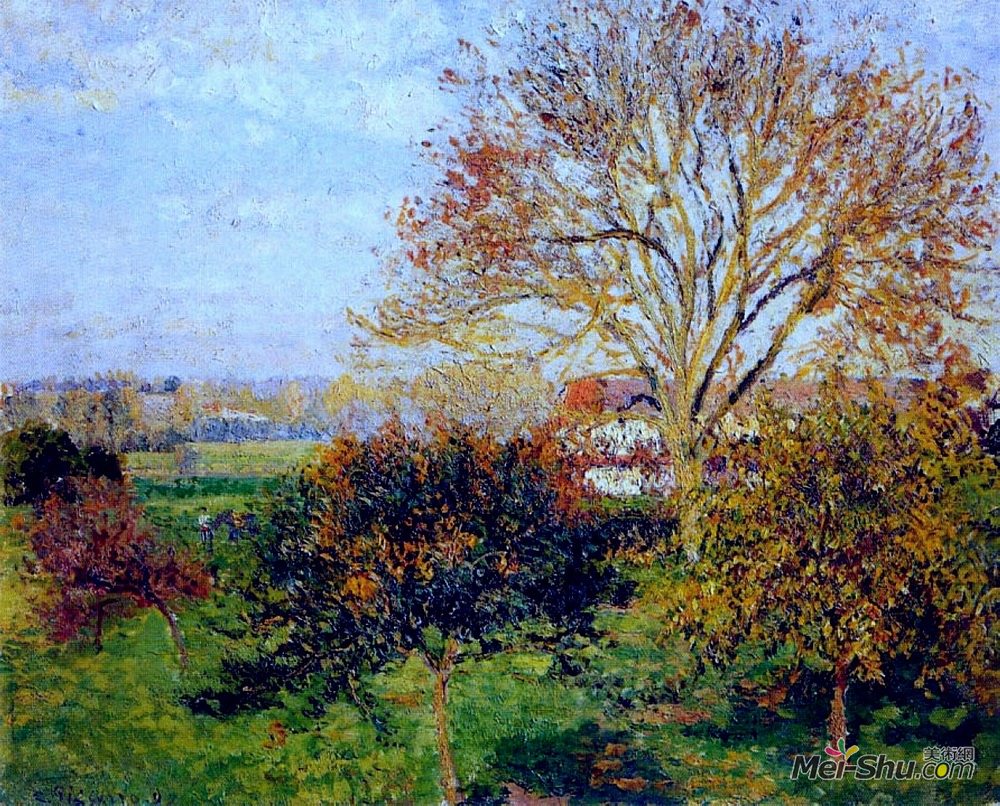 卡米耶·毕沙罗(Camille Pissarro)高清作品《Autumn morning at Eragny》