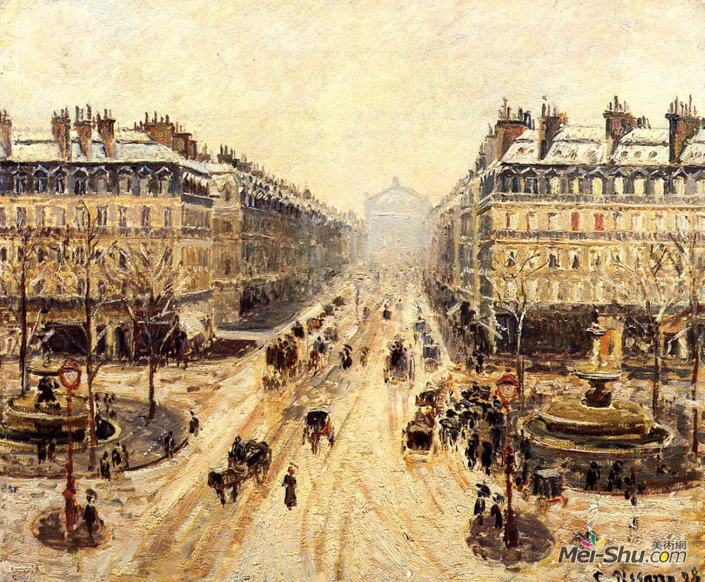 卡米耶·毕沙罗(Camille Pissarro)高清作品《大街欧莱雅雪运行效应》