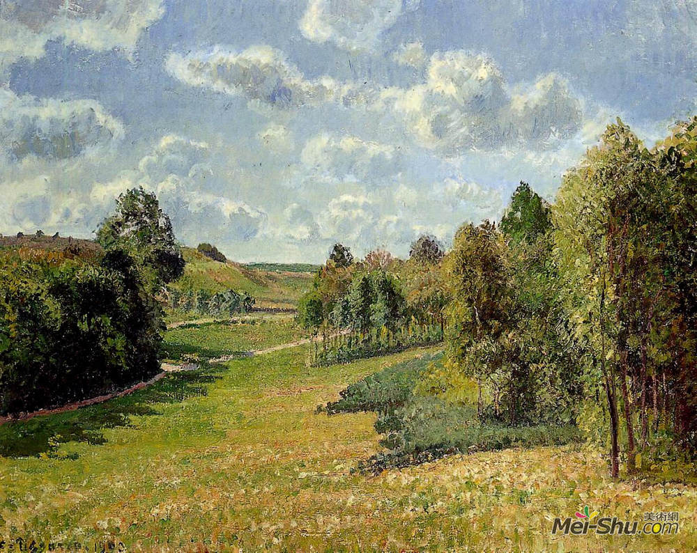 卡米耶·毕沙罗(Camille Pissarro)高清作品《Berneval Meadows, Morning》