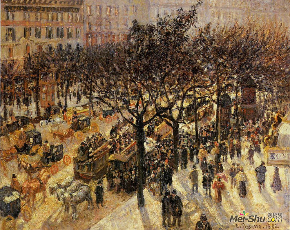 卡米耶·毕沙罗(Camille Pissarro)高清作品《Boulevard des Italiens Afternoon》