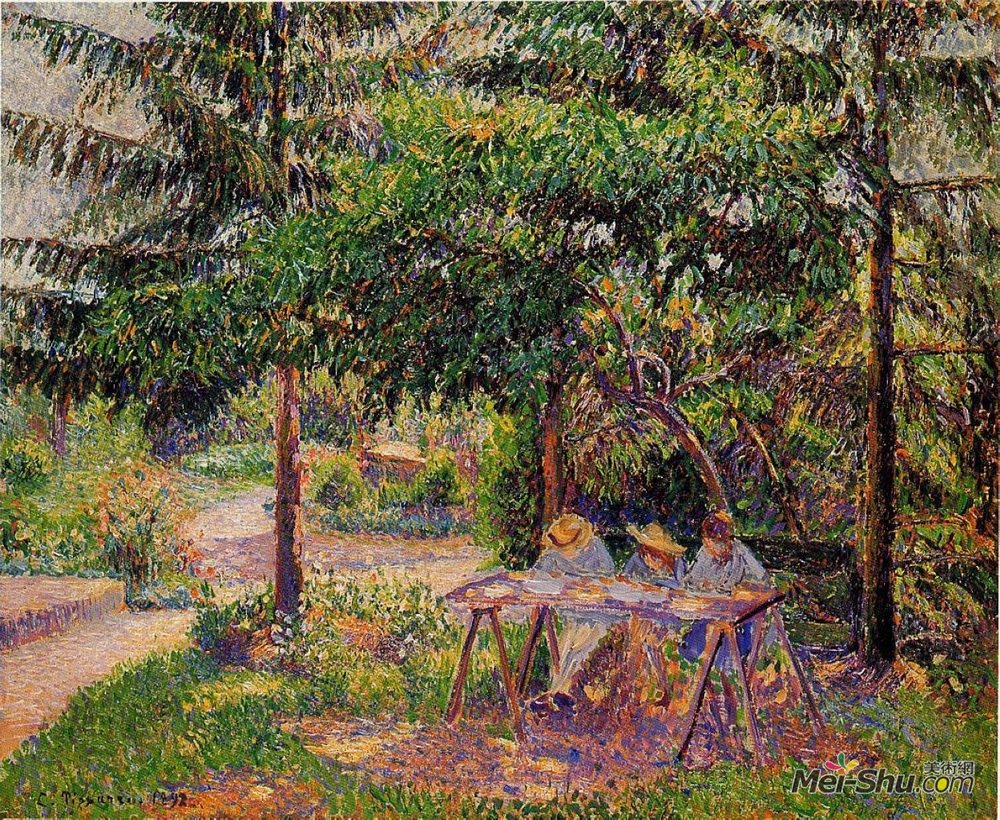 卡米耶·毕沙罗(Camille Pissarro)高清作品《Eragny花园里的孩子们》