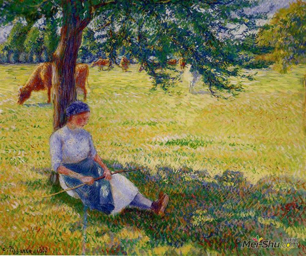 卡米耶·毕沙罗(Camille Pissarro)高清作品《Cowgirl, Eragny》