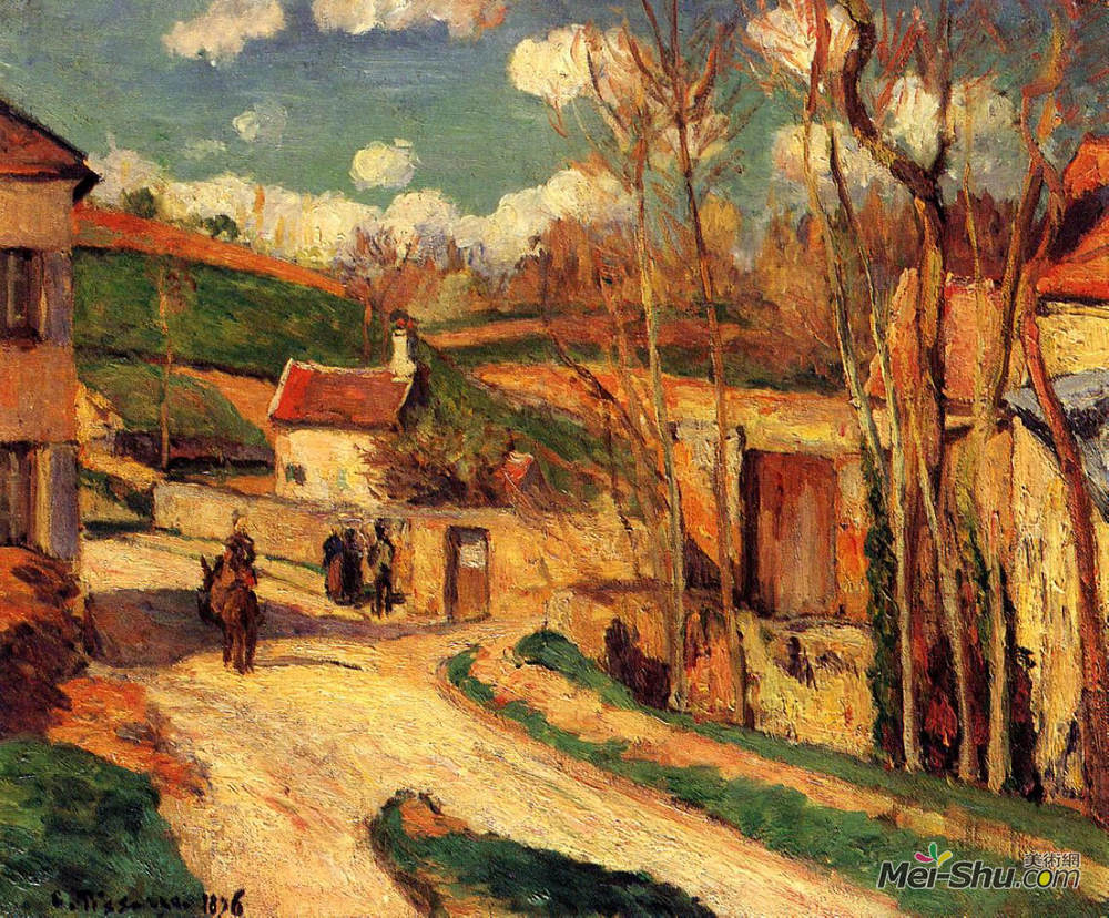 卡米耶·毕沙罗(Camille Pissarro)高清作品:Crossroads At LHermitage, Pontoise_卡米耶·毕沙 ...