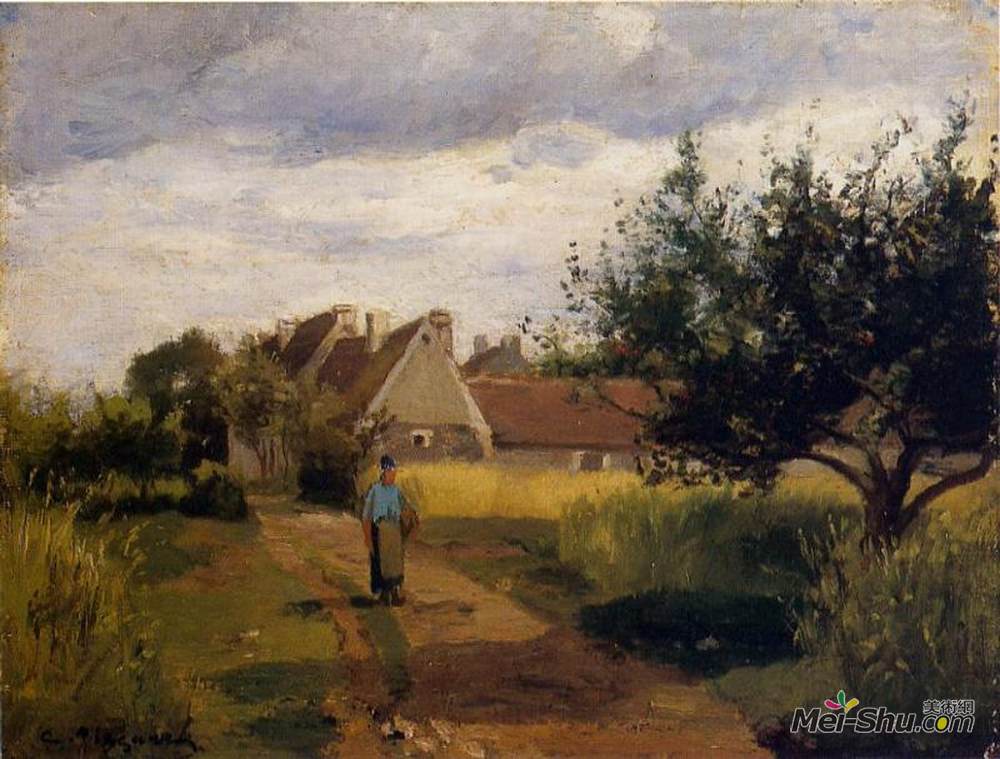 卡米耶·毕沙罗(Camille Pissarro)高清作品《进入村庄》