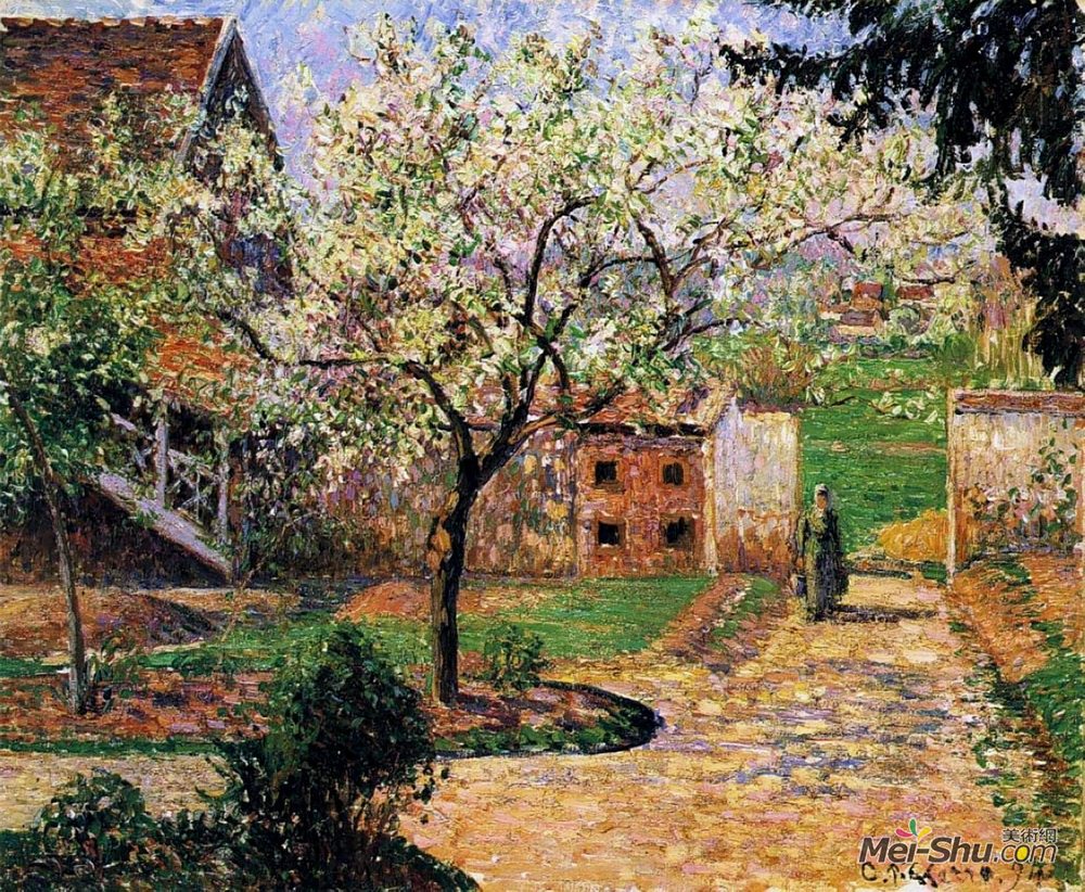 卡米耶·毕沙罗(Camille Pissarro)高清作品《Flowering Plum Tree, Eragny》