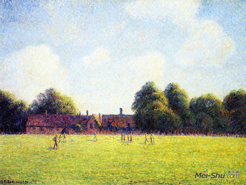 卡米耶·毕沙罗(Camille Pissarro)高清作品《Hampton Court Green，伦敦》