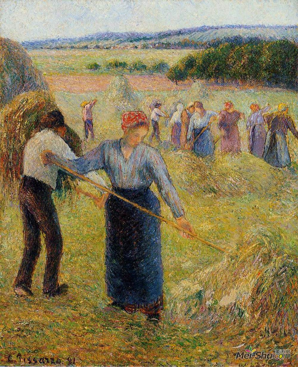 卡米耶·毕沙罗(Camille Pissarro)高清作品《Haymaking at Eragny》