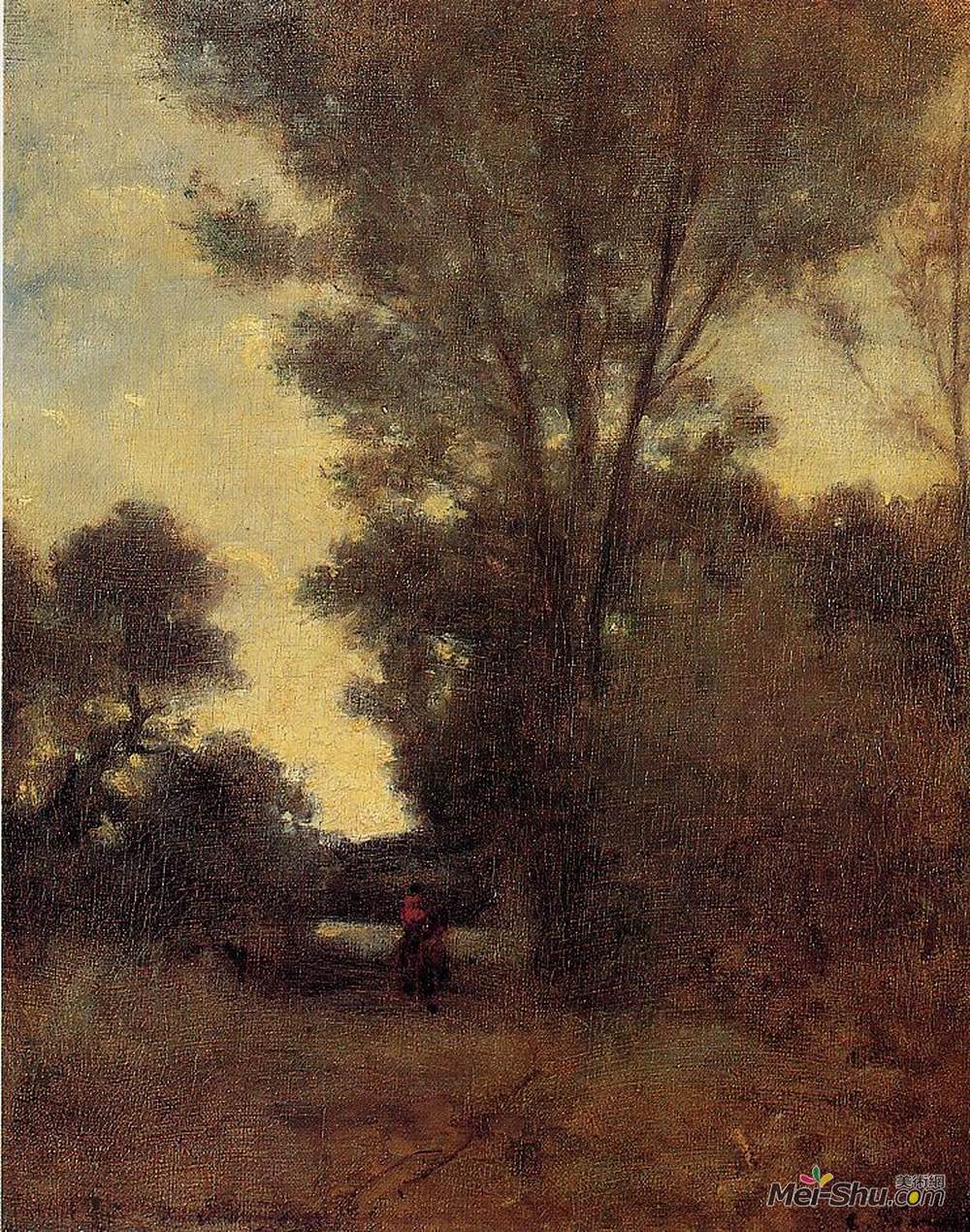 卡米耶·毕沙罗(Camille Pissarro)高清作品《森林中的骑手》